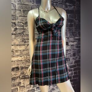 Black Plaid Summer Mini Dress